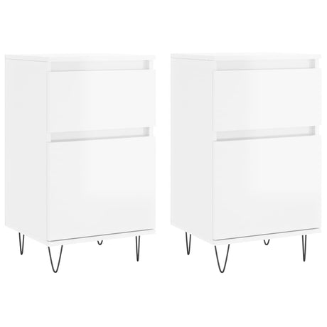 Vidaxl dressoirs 2 st 40x35x70 cm bewerkt hout hoogglans wit