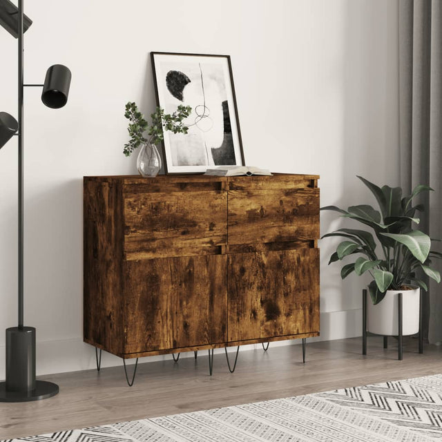 Vidaxl dressoirs 2 st 40x35x70 cm bewerkt hout gerookt eikenkleurig