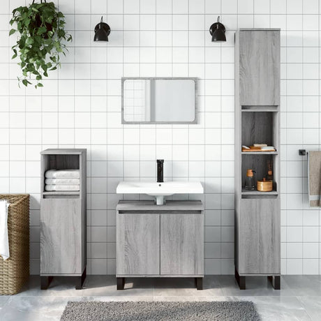 Vidaxl badkamerkast 30x30x190 cm bewerkt hout grijs sonoma eikenkleur