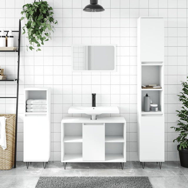 Vidaxl badkamerkast 30x30x100 cm bewerkt hout wit