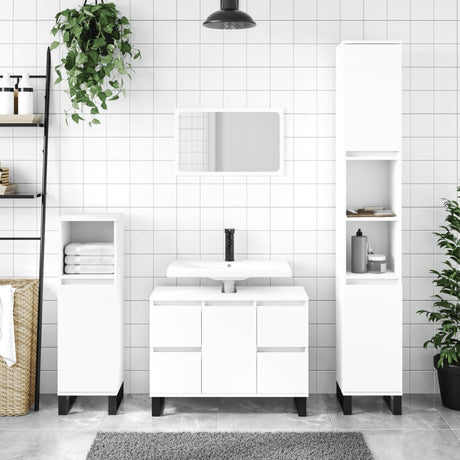 Vidaxl badkamerkast 30x30x100 cm bewerkt hout wit