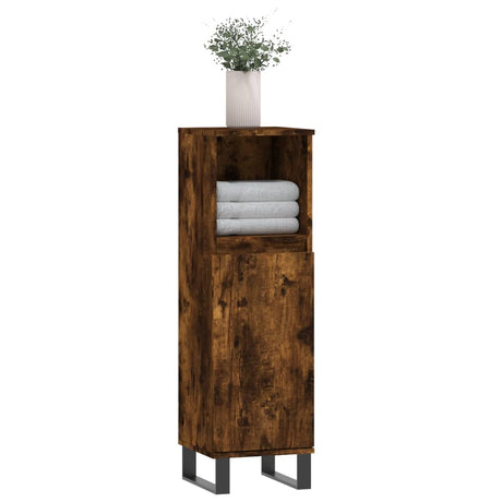 Vidaxl badkamerkast 30x30x100 cm bewerkt hout gerookt eikenkleurig