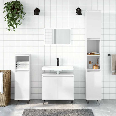 Vidaxl badkamerkast 58x33x60 cm bewerkt hout hoogglans wit