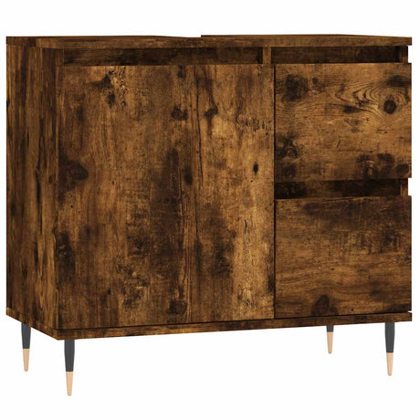 Vidaxl badkamerkast 65x33x60 cm bewerkt hout gerookt eikenkleurig