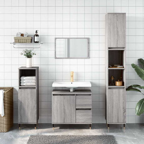 Vidaxl badkamerkast 65x33x60 cm bewerkt hout grijs sonoma eikenkleurig