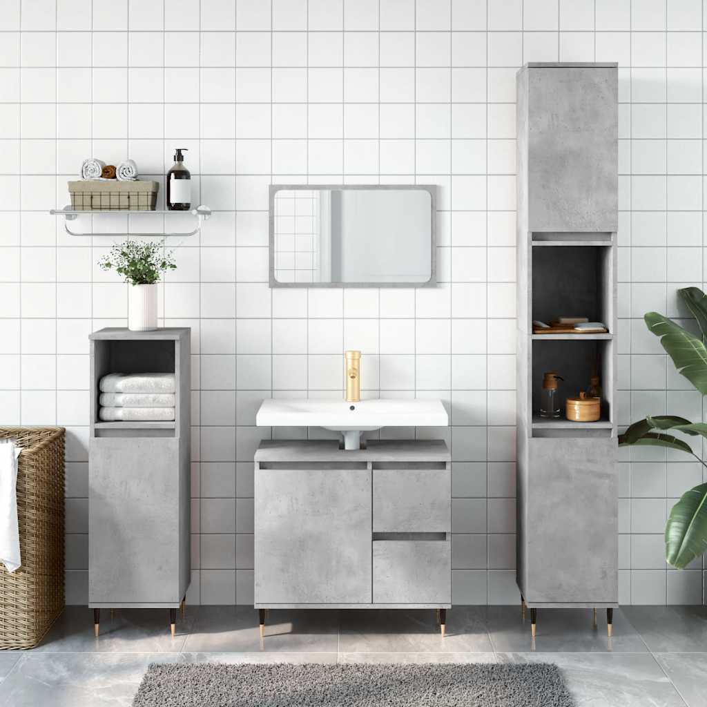 Vidaxl badkamerkast 65x33x60 cm bewerkt hout betongrijs