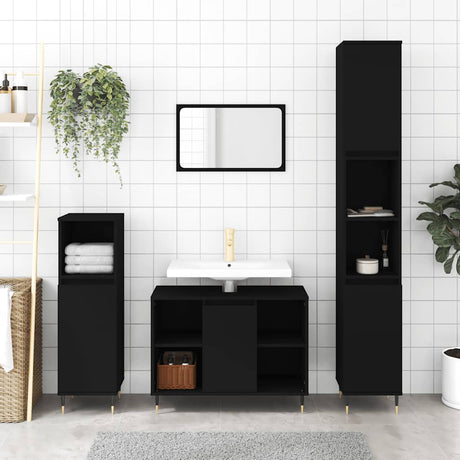 Vidaxl badkamerkast 80x33x60 cm bewerkt hout zwart