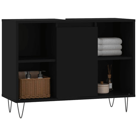 Vidaxl badkamerkast 80x33x60 cm bewerkt hout zwart