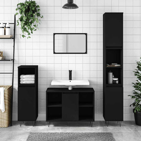 Vidaxl badkamerkast 80x33x60 cm bewerkt hout zwart