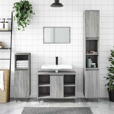Vidaxl badkamerkast 80x33x60 cm bewerkt hout grijs sonoma eikenkleurig