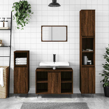 Vidaxl badkamerkast 80x33x60 cm bewerkt hout bruin eikenkleur
