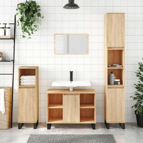 Vidaxl badkamerkast 80x33x60 cm bewerkt hout sonoma eikenkleurig