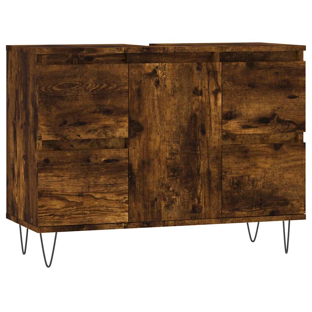 Vidaxl badkamerkast 80x33x60 cm bewerkt hout gerookt eikenkleurig