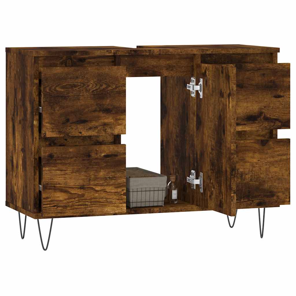 Vidaxl badkamerkast 80x33x60 cm bewerkt hout gerookt eikenkleurig