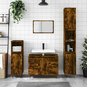 Vidaxl badkamerkast 80x33x60 cm bewerkt hout gerookt eikenkleurig