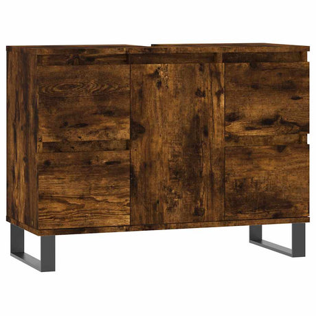 Vidaxl badkamerkast 80x33x60 cm bewerkt hout gerookt eikenkleurig
