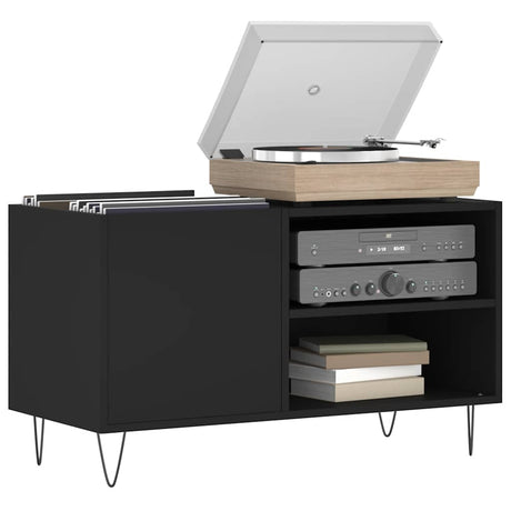 Vidaxl platenkast 85x38x48 cm bewerkt hout zwart