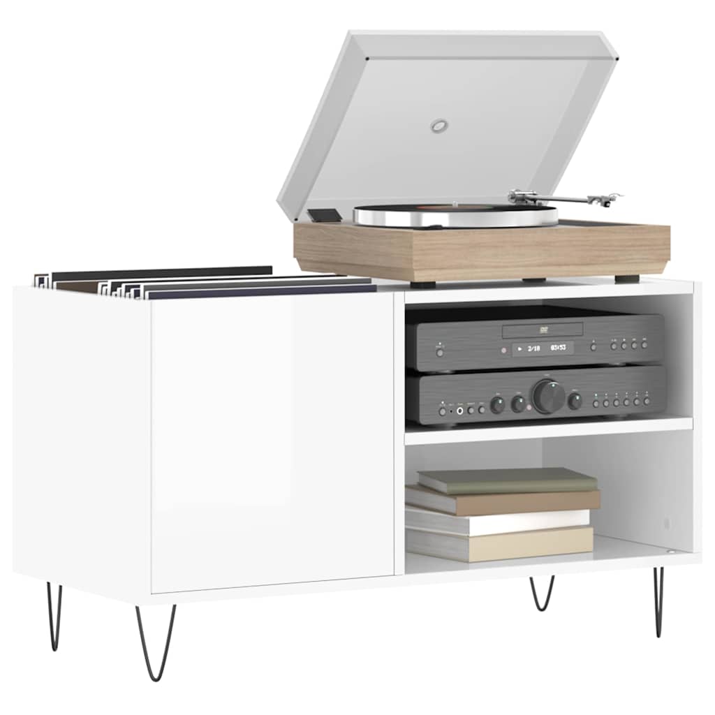 Vidaxl platenkast 85x38x48 cm bewerkt hout hoogglans wit