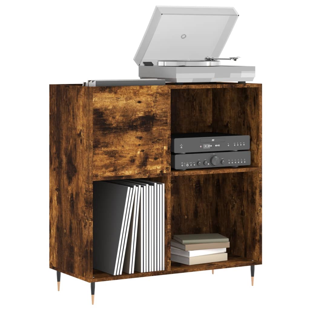 Vidaxl platenkast 84,5x38x89 cm bewerkt hout gerookt eikenkleurig
