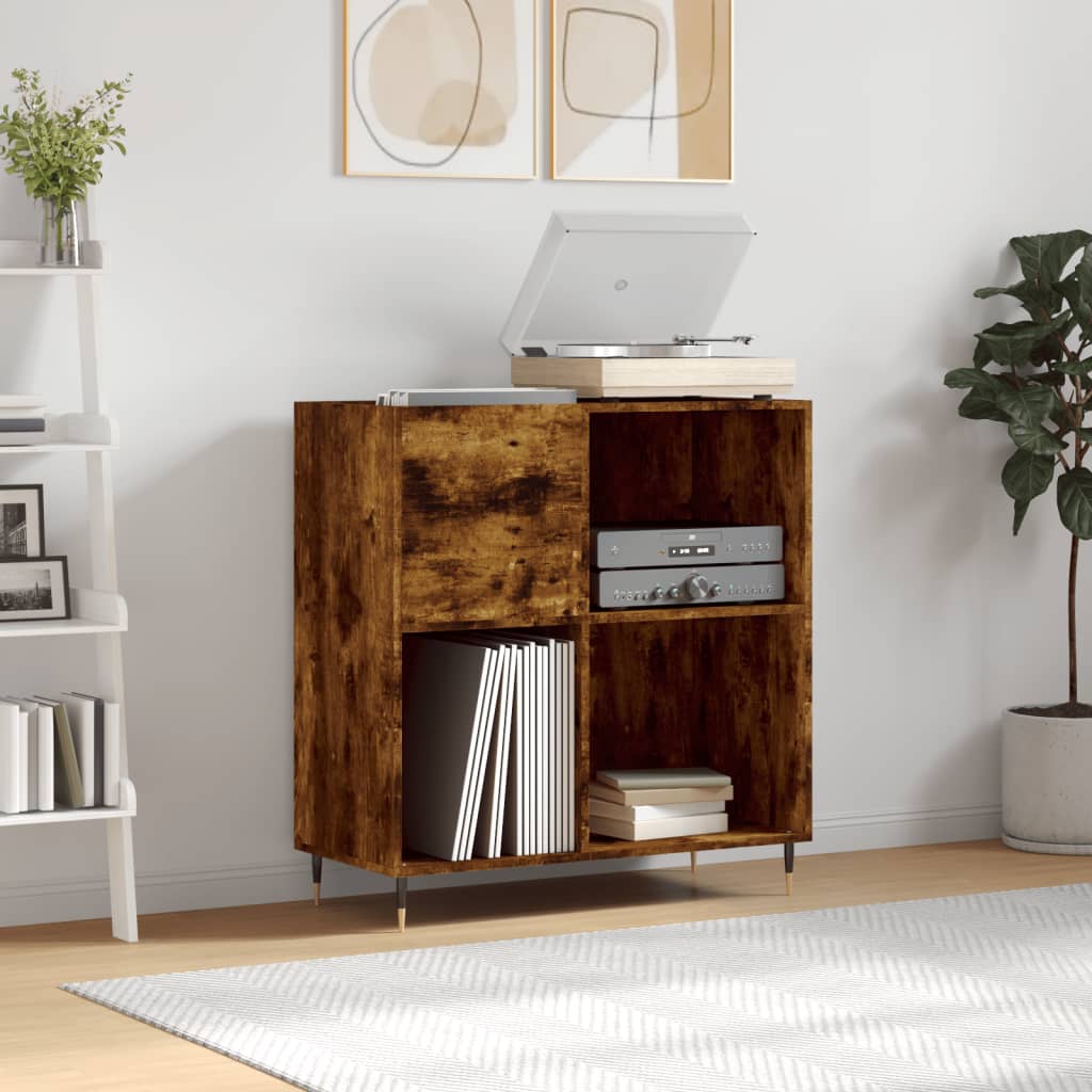 Vidaxl platenkast 84,5x38x89 cm bewerkt hout gerookt eikenkleurig