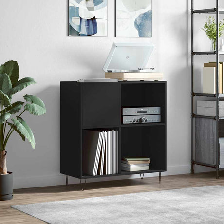 Vidaxl platenkast 84,5x38x89 cm bewerkt hout zwart