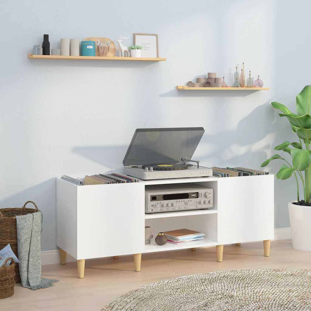 Vidaxl platenkast 121x38x48 cm bewerkt hout hoogglans wit