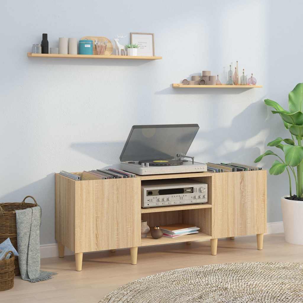 Vidaxl platenkast sonoma eiken 121x38x48 cm bewerkt hout