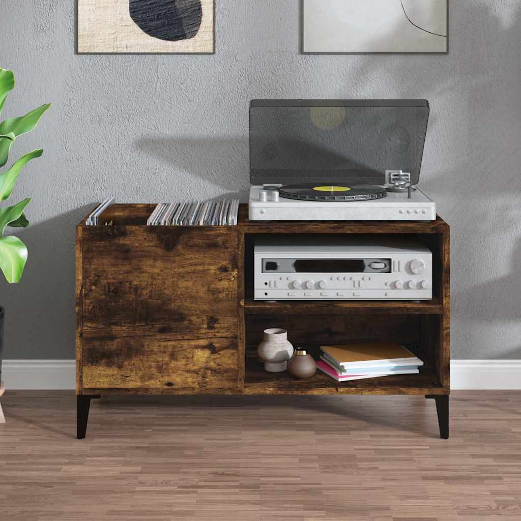 Vidaxl platenkast 84,5x38x48 cm bewerkt hout gerookt eikenkleurig