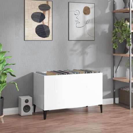 Vidaxl platenkast 74,5x38x48 cm bewerkt hout hoogglans wit