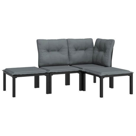 Vidaxl 4-delige loungeset poly rattan zwart en grijs