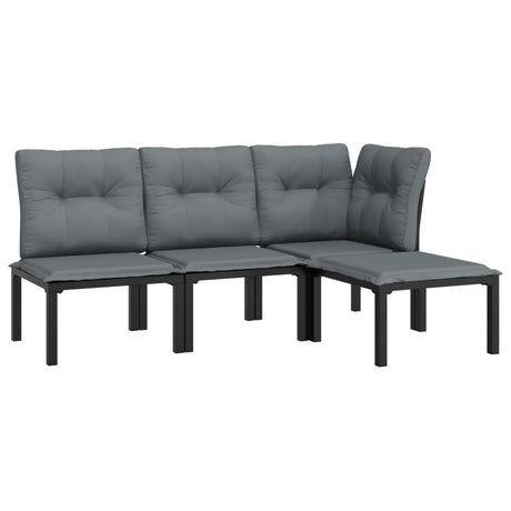 Vidaxl 4-delige loungeset poly rattan zwart en grijs