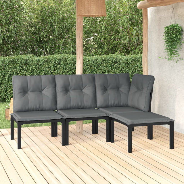 Vidaxl 4-delige loungeset poly rattan zwart en grijs