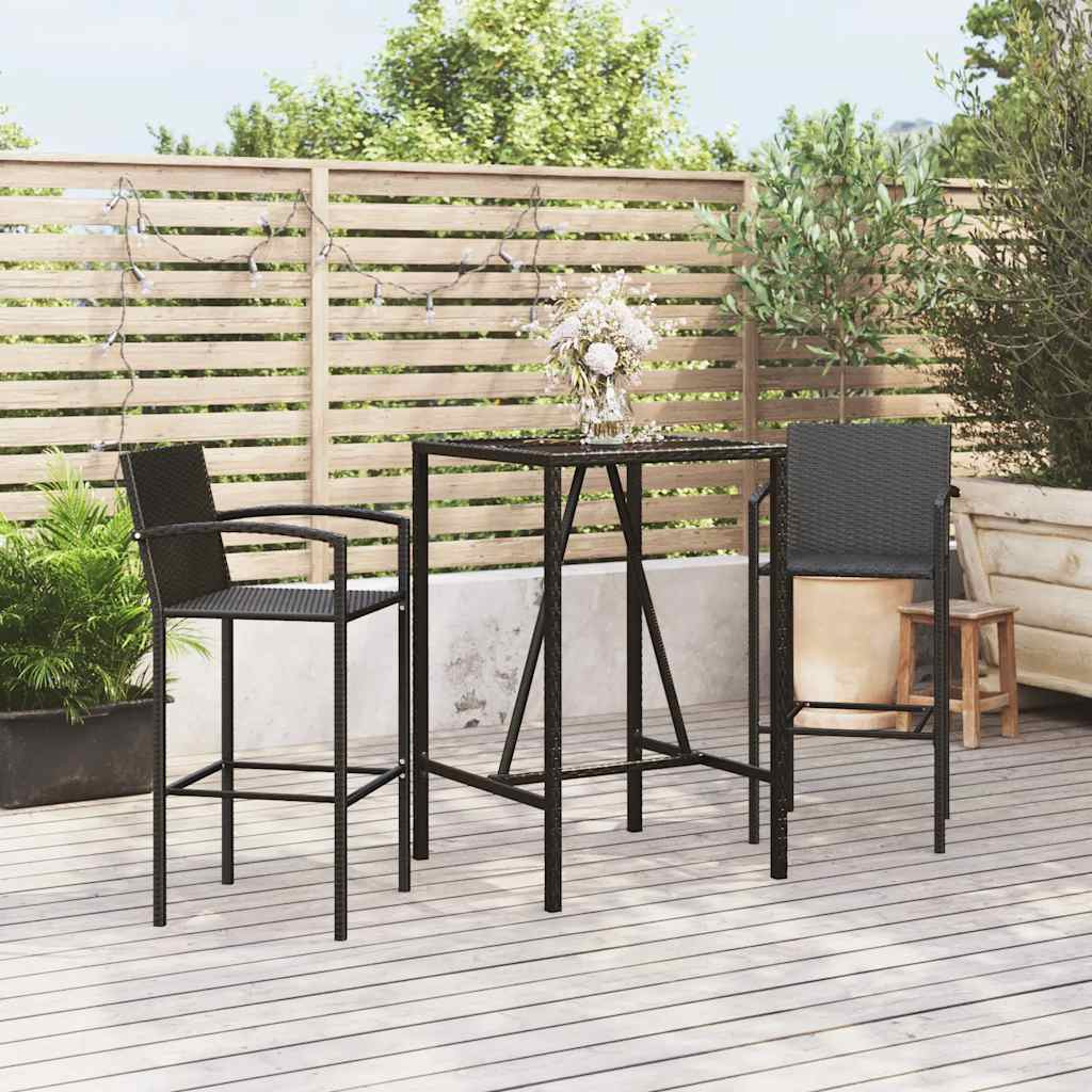 Vidaxl 3-delige tuinbarset poly rattan zwart