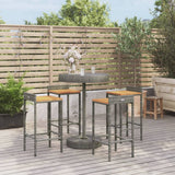 Vidaxl 5-delige tuinbarset poly rattan en massief acaciahout grijs