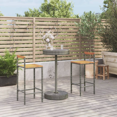 Vidaxl 3-delige tuinbarset poly rattan en massief acaciahout grijs