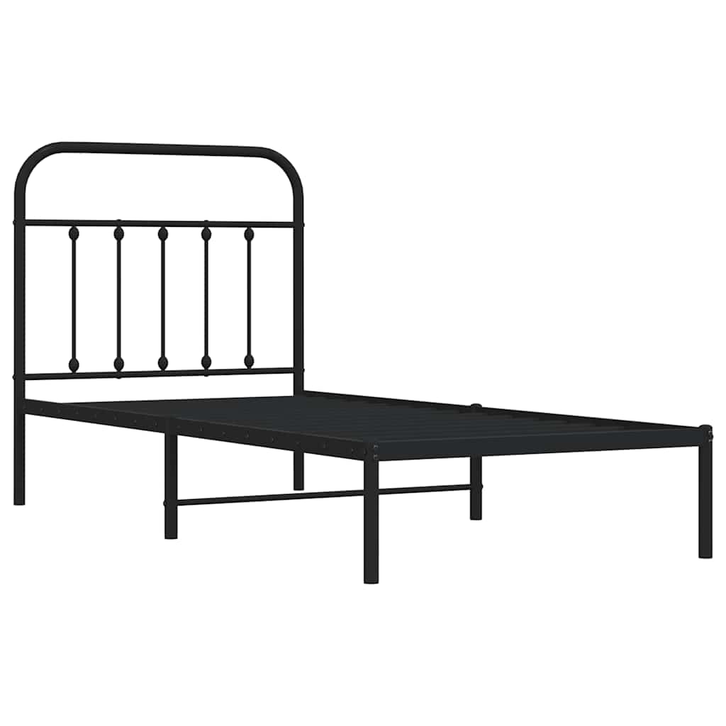 Vidaxl bedframe met hoofdbord metaal zwart 90x190 cm