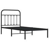 Vidaxl bedframe met hoofdbord metaal zwart 90x190 cm