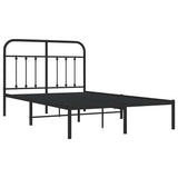 Vidaxl bedframe met hoofdbord metaal zwart 120x190 cm