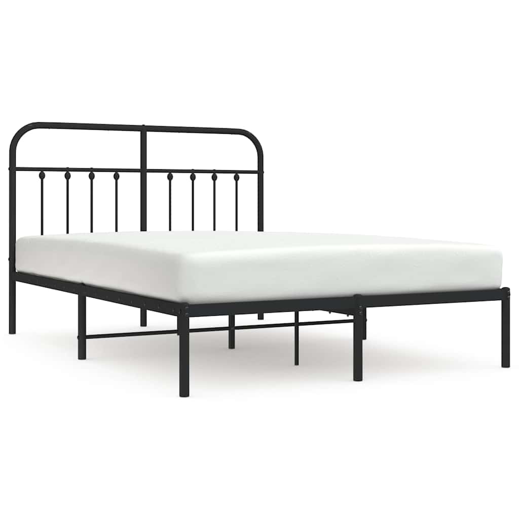 Vidaxl bedframe met hoofdbord metaal zwart 150x200 cm