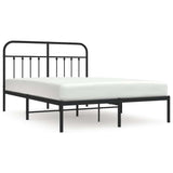 Vidaxl bedframe met hoofdbord metaal zwart 150x200 cm