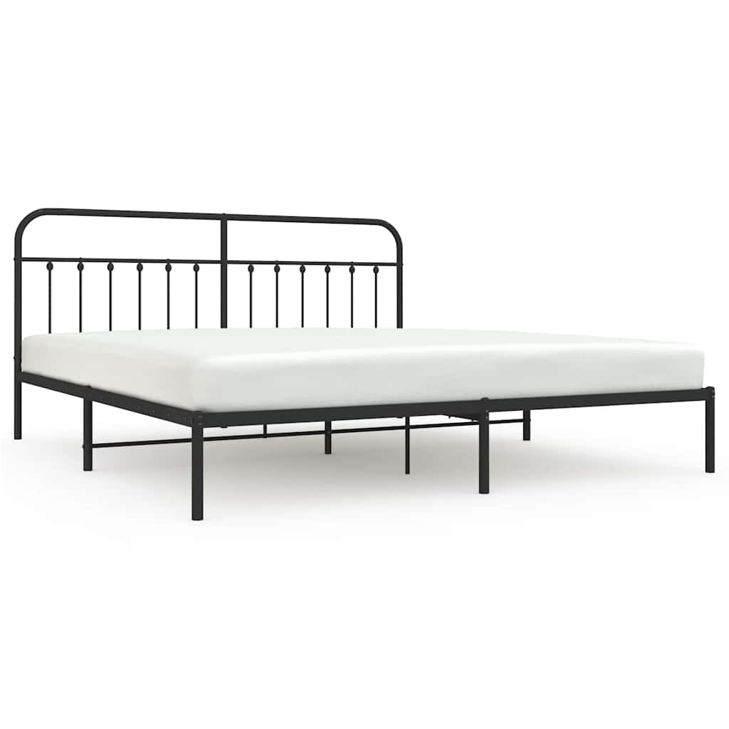 Vidaxl bedframe met hoofdbord metaal zwart 193x203 cm