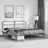 Vidaxl bedframe met hoofdbord metaal zwart 193x203 cm