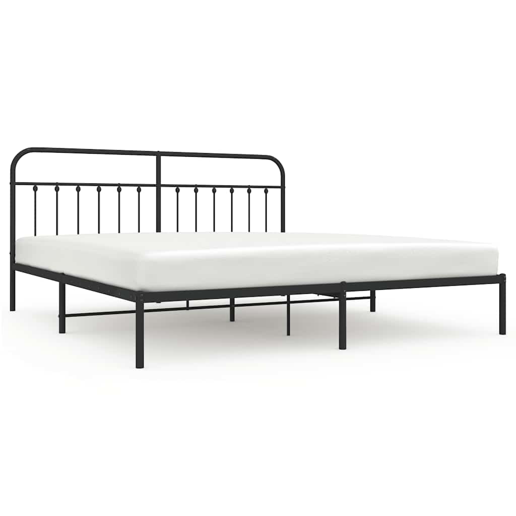 Vidaxl bedframe met hoofdbord metaal zwart 200x200 cm