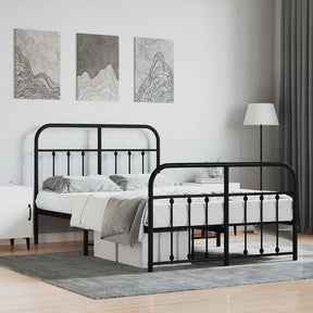 Vidaxl bedframe met hoofd- en voeteneinde metaal zwart 120x200 cm