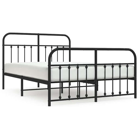 Vidaxl bedframe met hoofd- en voeteneinde metaal zwart 135x190 cm
