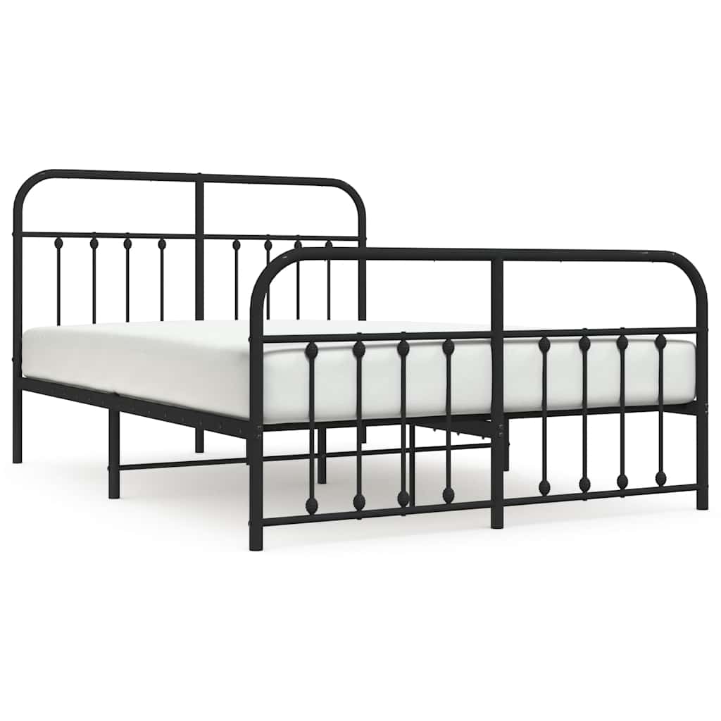 Vidaxl bedframe met hoofd- en voeteneinde metaal zwart 140x200 cm