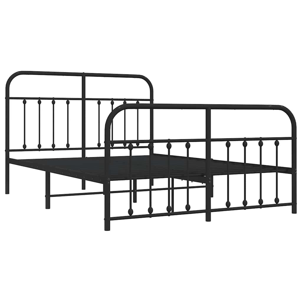 Vidaxl bedframe met hoofd- en voeteneinde metaal zwart 140x200 cm