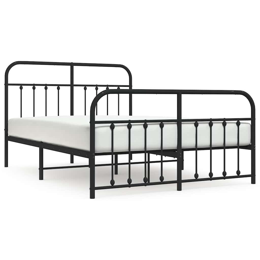 Vidaxl bedframe met hoofd- en voeteneinde metaal zwart 150x200 cm