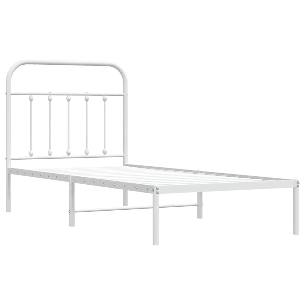 Vidaxl bedframe met hoofdbord metaal wit 90x190 cm