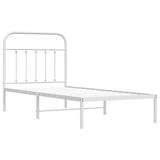 Vidaxl bedframe met hoofdbord metaal wit 90x190 cm